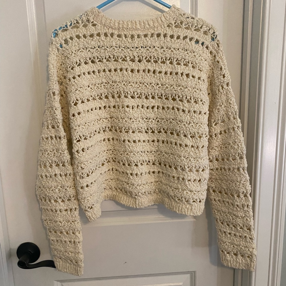 Treasure & Bond Crochet Cream Crop Sweater - Picture 7 of 8